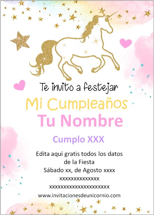 Las Mejores Invitaciones de Unicornio para editar y compartir【2020】